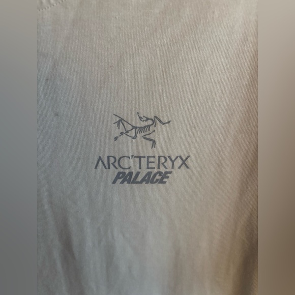 RARE ARC'TERYX x Palace White T Shirt w/ Iridescent Silver Lettering Size: Small - Picture 3 of 6
